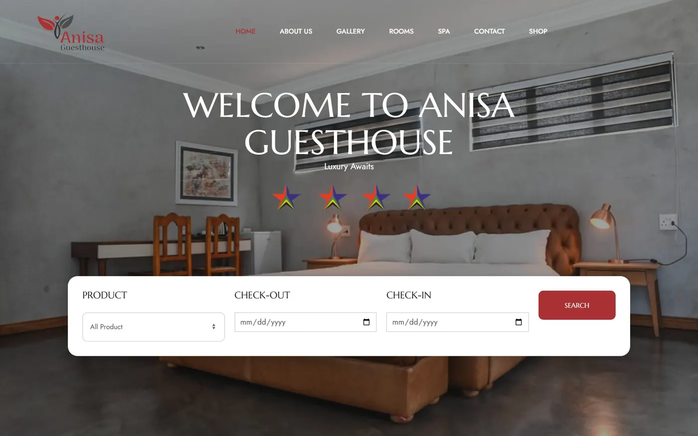 Anisa Guest House website hero