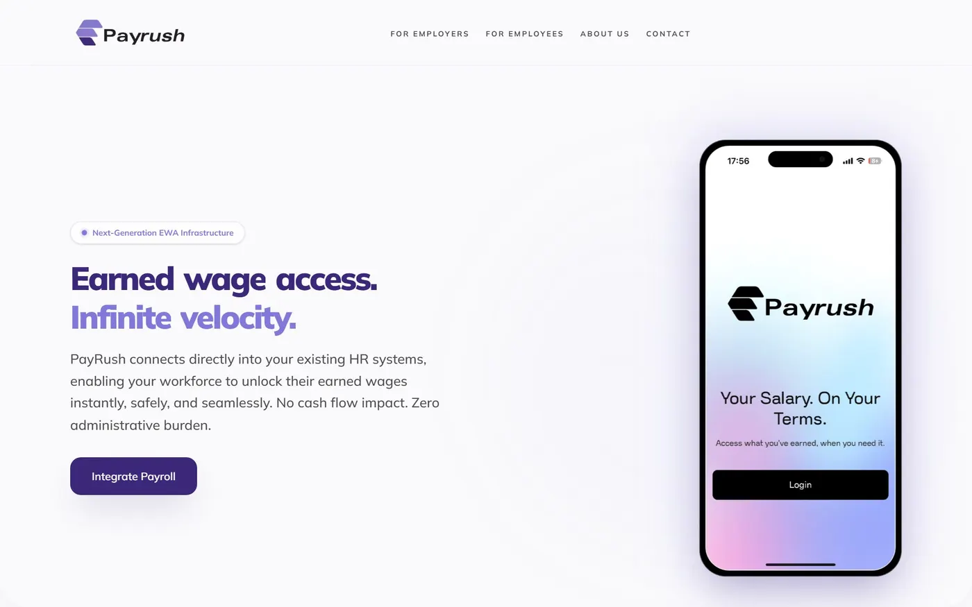 PayRush fintech website hero