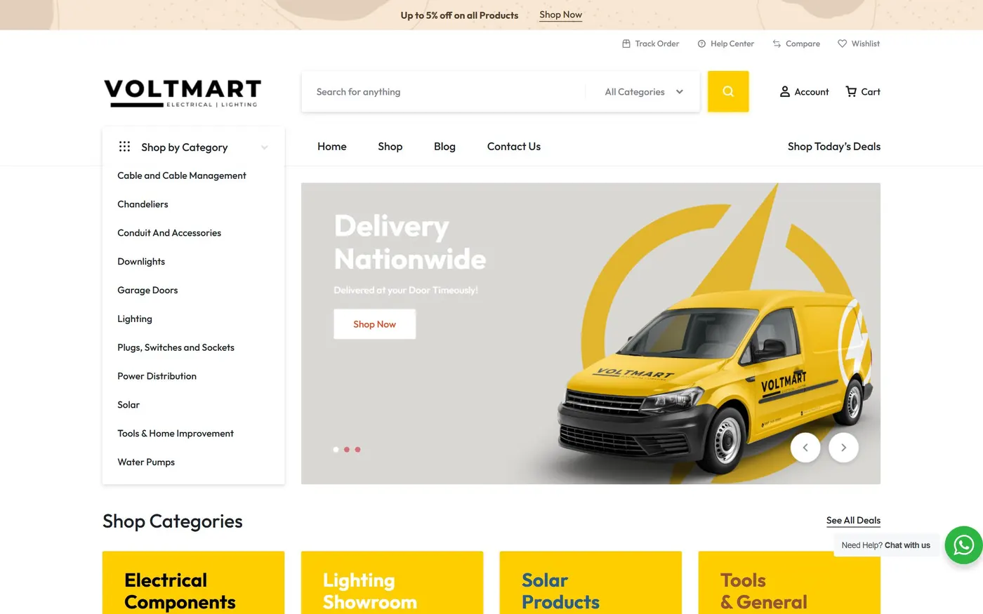 VOLTMART e-commerce website hero